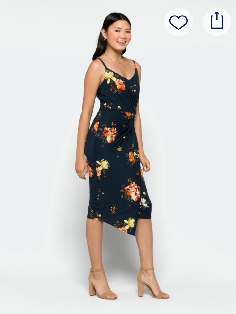 nine britton Navy Floral Bodycon Midi Dress